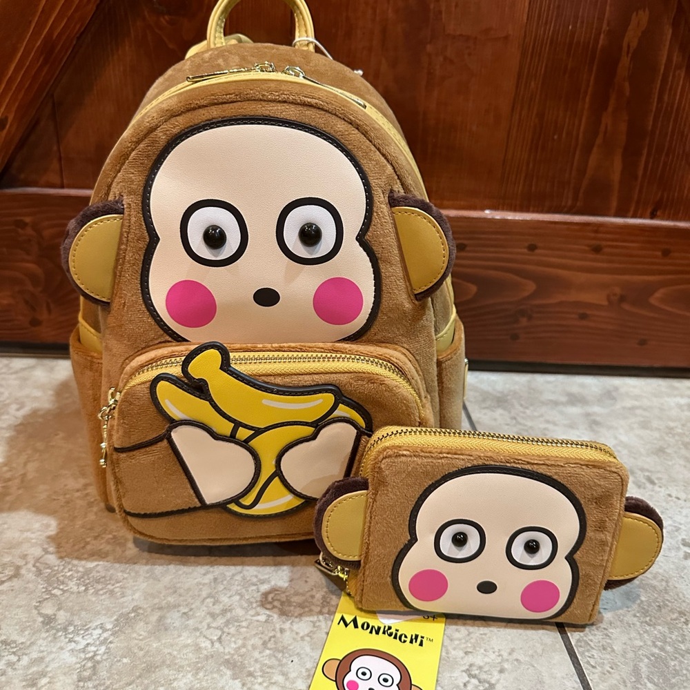 Loungefly Monkichi Backpack and Wallet Set